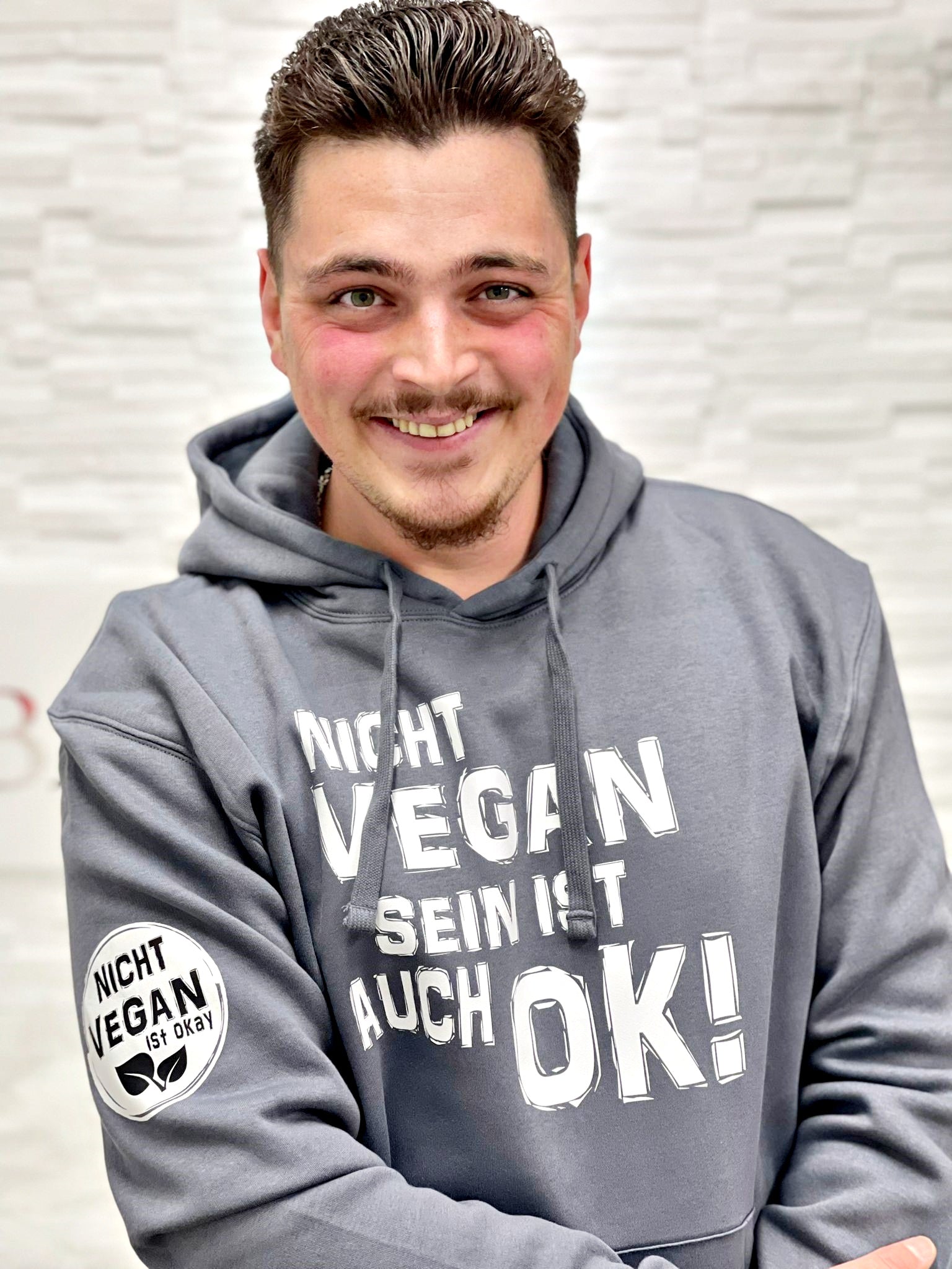 Sweat à capuche/Gris NE PAS ÊTRE VÉGÉTALIEN, C'EST BIEN AUSSI !